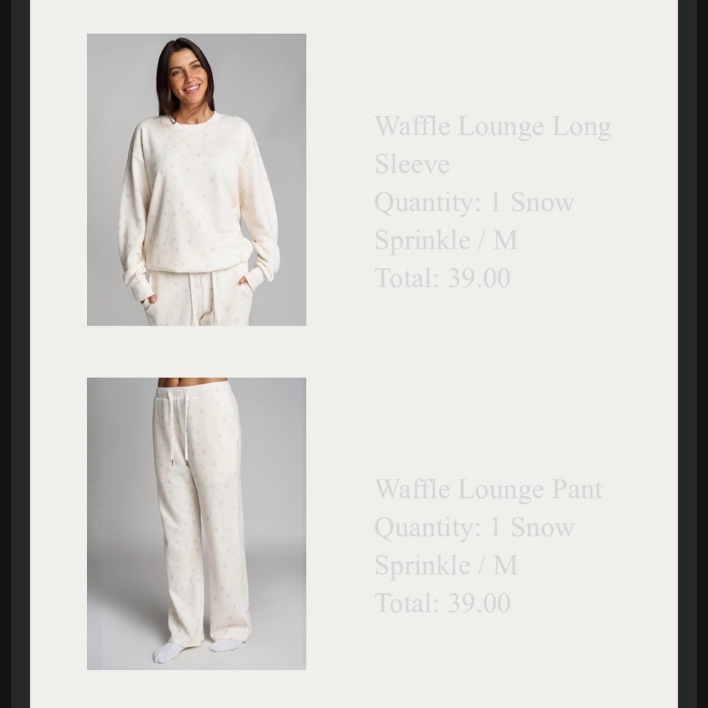 Waffle Lounge Long Sleeve Top & Pant Set - Snow Sprinkle